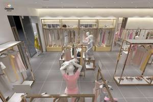 Aménagement complet de boutique de vêtements pour femmes, design de magasin de luxe, fournisseur de mobilier d'exposition sur mesure, acier inoxydable, MDF, respectueux de l'environnement - Product Image 4