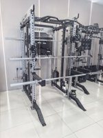 Appareil de musculation multifonctionnel en acier commercial : Rack à squats, machine Smith, entraînement de force incluant la pratique des triceps