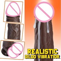 Dildo électrique épais noir long pour femme, jouet sexuel vibrant, masseur vibrant en silicone, énorme dildo réaliste de grande taille