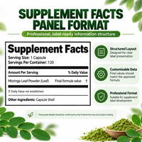 Capsules de poudre de feuilles de Moringa Oleifera, superaliment riche en nutriments pour la vitalité, booster d'énergie, soutien de la santé immunitaire, OEM