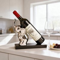 Porte-bouteilles à vin en céramique argentée moderne - Support pour bouteilles de vin finition miroir, décoration de bar à domicile de luxe et sculpture pour salon