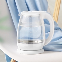 Bouilloire électrique sans fil durable à base rotative à 360 degrés, antidérapante, avec rangement pour le cordon d'alimentation, en verre transparent, 5 couleurs, pour usage hôtelier