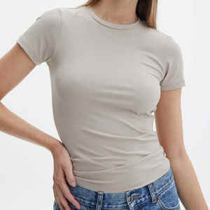 Fabricante, venta al por mayor, Camisetas Básicas de algodón a granel de alta calidad para mujer, camiseta de diseñador lisa con estampado personalizado para mujer - Product Image 3