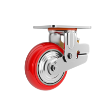 Roulette industrielle en fonte de 5 6 8 pouces avec pivot en PU rouge et porte à ressort-pour roue à ressort
