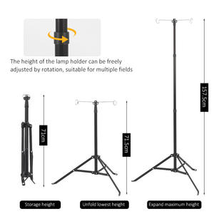 Soporte de Linterna de Aleación de Aluminio, 4 Secciones, Altura Ajustable, Negro, Herramienta de Supervivencia para Camping y Actividades al Aire Libre, Poste con Gancho - Product Image 3