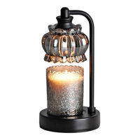 Lampe chauffe-cire vintage avec couvercle en verre décoratif et structure métallique, lampe à cire dimmable pour la décoration intérieure