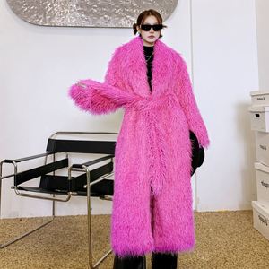 <span class=keywords><strong>Abrigo</strong></span> Largo de Felpa Sintética con Cuello de Frutas y Cinturón, Estilo Europeo YZ, para Mujer - Product Image 2