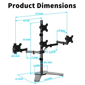 ML7864p 13 "-32" 10kg Quad <span class=keywords><strong>Monitor</strong></span> arm bàn núi Đen cong 4 bốn màn hình Màn hình đứng Bracket máy tính VESA núi - Product Image 3