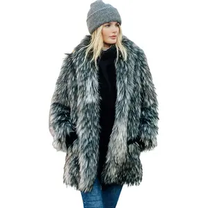 사용자 정의 겨울 따뜻한 뜨거운 판매 가짜 모피 재킷 여자 너구리 모피 코트
