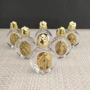 Medalla de Cruz católica cristiana en relieve Botellas de vidrio de agua bendita de 5ml Jesús Virgen María Michael Benedict Metal chapado en oro y plata - Product Image 1