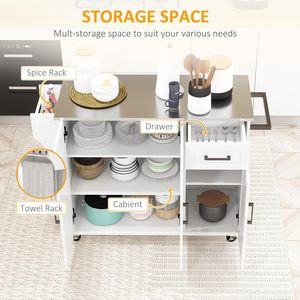 Cross-border movable <b>kitchen</b> island with wheels, simple and stylish design, large-capacity sideboard - Product Image 3
