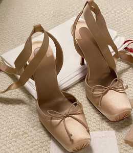 Chaussures pour femmes de haute qualité, sandales à talons carrés avec nœud, sandales de danse de créateur, escarpins à lanières, chaussures de soirée à talons aiguilles - Product Image 2