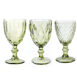 8.5 10.5 OZ سادة آلة الصحافة تنقش الكريستال أواني الطعام الأحمر القدح طقم زجاجات النبيذ - Product Image 5