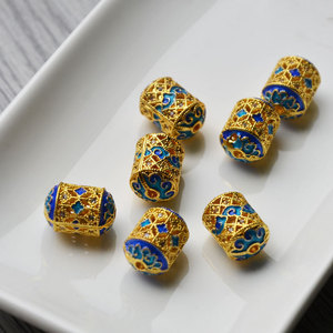 <b>Copper</b> Filigree Cloisonn Spacer Beads Rectangle Shape For <b>Bracelet</b> Making Auspicious Cloud Pattern Plated Jewelry Findings - Product Image 2