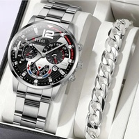 Montre à quartz argentée de luxe pour homme avec bracelet en acier inoxydable, montre décontractée et élégante pour homme, horloge lumineuse
