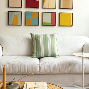 Modern Farmhouse <strong>Sage</strong> Stripe Throw <strong>Cushion</strong> <strong>Cover</strong>, Soft Durable Polyester Pillow Cases for Couch Living Room Decoration - Product Image 2