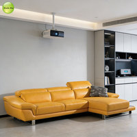 Canapé d'angle de salon de luxe européen en vente chaude, style moderne, canapé en cuir PU avec méridienne, canapé modulaire en forme de L, 2293