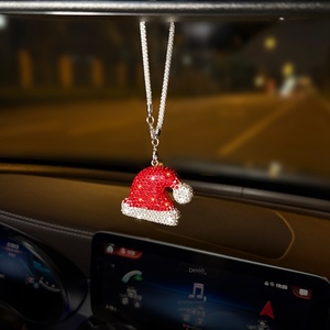 Creative Diamond-Encrusted Christmas Snowman <b>Car</b> Pendant New Metal Rhinestone Christmas Series Rearview <b>Mirror</b> Pendant Packaging - Product Image 2