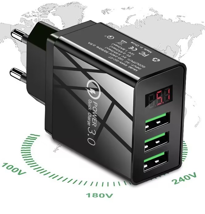 Универсальный 15 Вт быстрое зарядное устройство 3,0 с 3USB портами LEC цифровой дисплей для литий-ионных аккумуляторов