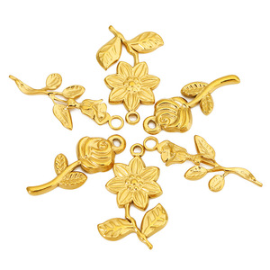 Colgante de flor de acero inoxidable, dijes de rosa y girasol, accesorio de joyería DIY para hacer collares y pendientes, colgantes de moda unisex - Product Image 4
