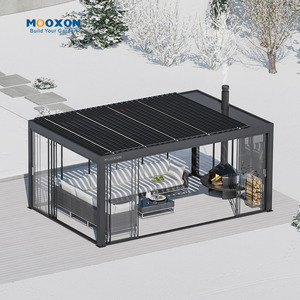 Mooxon nhôm pergola bioclimatic thiết kế cơ giới skypoly mái hiên ngoài trời sang trọng bảo vệ thời tiết - Product Image 1