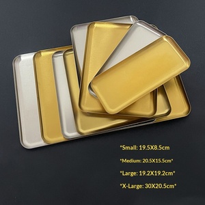 Koreanischer Stil 304 Edelstahl Rechteckiges Modernes Minimalistisches Kaffeehaus-Tablett Dessert-Kuchen-Tablett Kommerzielles Goldenes Serviertablett - Product Image 1