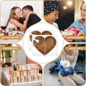 Assiettes apéritif à vin avec porte-verre à vin et boîte cadeaux pour le <span class=keywords><strong>jeu</strong></span> de douche nuptiale prix assiette à cocktail en bois - Product Image 5