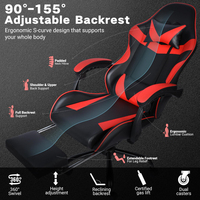 Chaise de jeu PC de course ANJI Factory en stock, rouge, avec repose-pieds et appui-tête – Offre spéciale