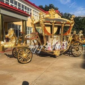Calèche royale européenne classique, faite à la main, en bois et métal, tirée par des chevaux, pour mariage et accessoires de cinéma - Product Image 4
