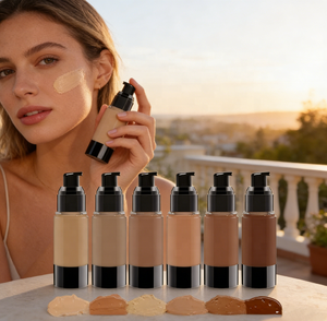 สร้างแบรนด์ของคุณเอง รองพื้นเนื้อลิควิด 12 เฉดสี 30 มล. ผลิตภัณฑ์บำรุงผิวหน้าสูตรไวท์เทนนิ่งแบบแป้งฝุ่น สำหรับใบหน้า กันน้ำ - Product Image 1