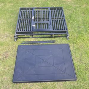 Köpek kafesi yüksek kaliteli kalın takviyeli <span class=keywords><strong>metal</strong></span> tel örgü köpek sandık büyük hayvan kafesi çift kapı ağır köpek kulübesi katlanır tekerlek üzerinde taşımak için - Product Image 6