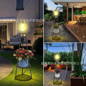 Solar Garden <b>Light</b> With Flower Pot Stand Outdoor <b>LED</b> Lamp Water Resistant Free Standing Mono Si Solar Cell - Product Image 2