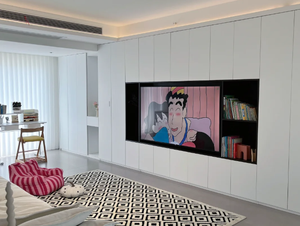 Mueble de TV moderno y alto para montaje en pared, almacenamiento de pared completo, estilo de Panel de madera para dormitorio, hogar, comedor, oficina y salón - Product Image 6