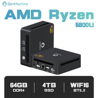 Mini PC haute performance GenMachine R7 5800U, 8 cœurs, triple affichage 4K, WiFi6 + BT5.2, GbE, double USB 3.0, micro-ordinateur professionnel
