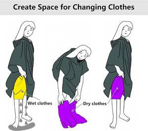 Serviette de plage à capuche en coton 100% personnalisée, séchage rapide, avec poches latérales pour femmes et hommes - Product Image 5