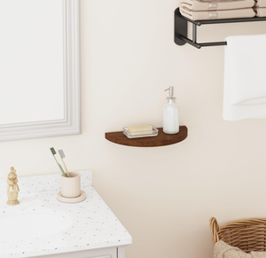 סלון חדר אמבטיה מטבח משרד צמחים תפאורה חצי עגול מוצק עץ רכוב מדפים צפים עץ - Product Image 5