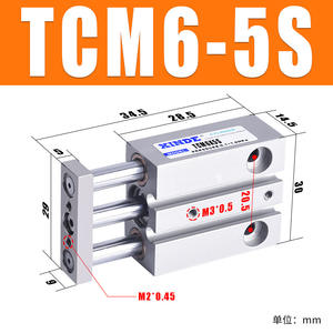 Cilindro de Pistón Miniatura de Doble Acción TCM10X5X15X20X25X30STCM6X10S, Estructura Guiada de Tres Barras con Doble Guía Triaxial - Product Image 6