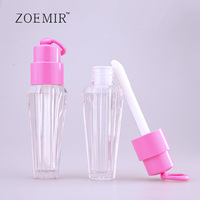 3,5ml Einzigartige Lipgloss-Tube mit Schlüsselanhänger Rosa-Lila Deckel Lipgloss-Flasche Klare Flüssig-Lippenstift-Verpackung mit Schlüsselring