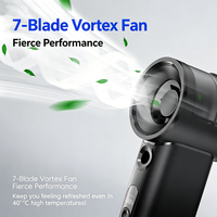 Ventilateur portable mini turbo 2026 avec écran LED, 5 vitesses, pulvérisation d'eau, rechargeable 4000 mAh, 20000 tr/min et fonction brumisation