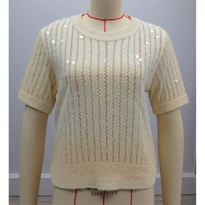 2026 Ladies Cropped <strong>White</strong> <strong>Sweater</strong> Top with Solid Color Short Sleeve Fashionable Knitted Hollow for Summer Outfit Women <strong>Knit</strong> Top - Product Image 1