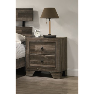 Rustic Two <b>Drawer</b> Nightstand Brown Gray Wood Bedroom <b>Storage</b> Furniture - Product Image 3