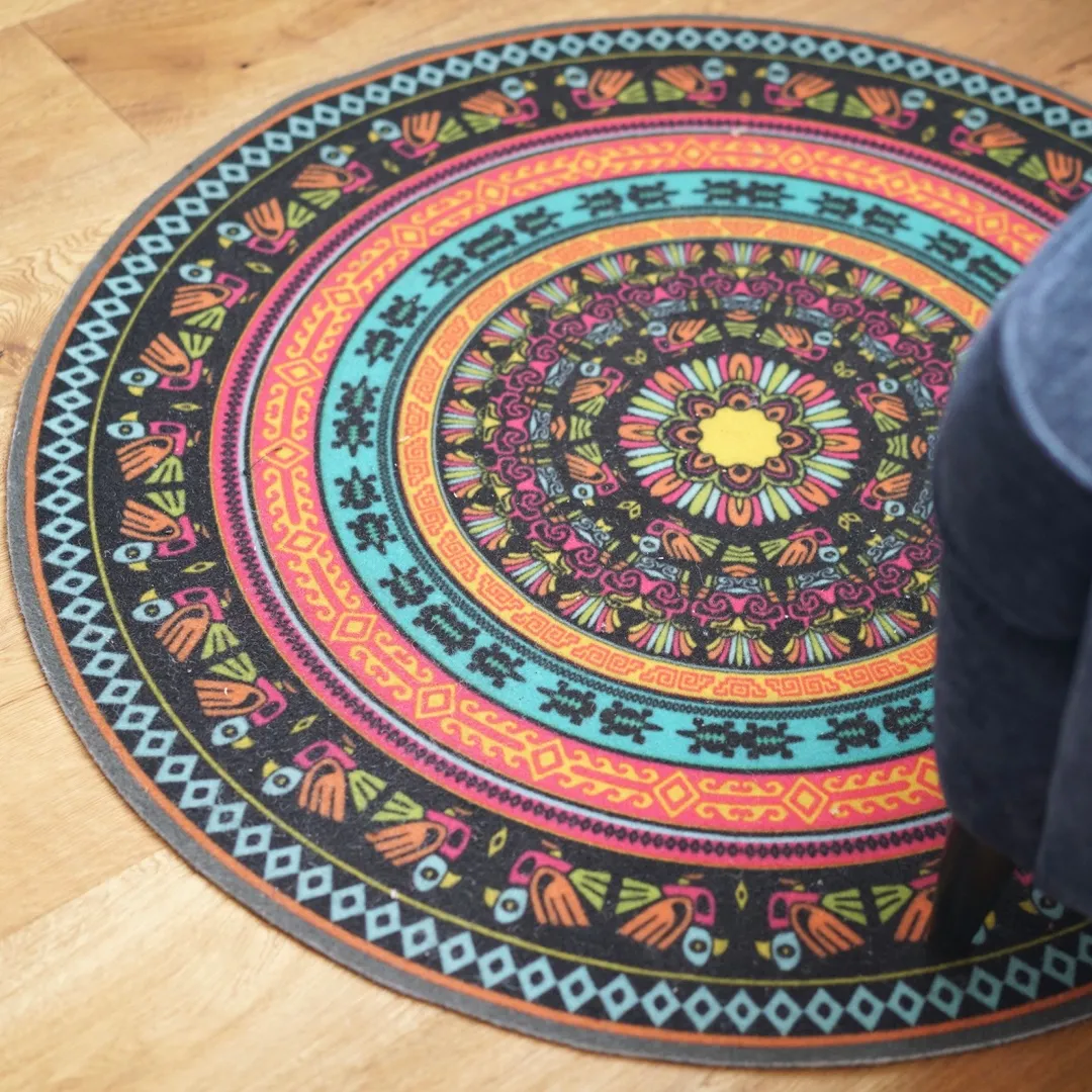 DONGWO Round Area Rugs Washable Chic Bohemian Cotton Round Rug with Indoor Throw Area Rug Circle Carpet for Living Room