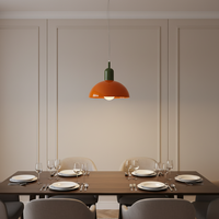 Lustre Moderne Créatif de Style Européen Médiéval à Hauteur Réglable avec Cadre en Fer et Abat-jour en Verre Orange, à Intensité Variable, pour Salle à Manger (Importation Transfrontalière)