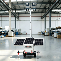 Tour d'éclairage solaire mobile sur remorque avec panneaux en silicium monocristallin et mât électrique pour les chantiers de construction