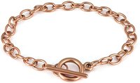 Bracelet personnalisé - Chaîne en acier inoxydable avec fermoir à bascule OT - Porte-charme gravable en DIY - Cadeau pour femme