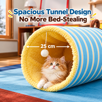 Lit tunnel convertible pour chat, maison-caverne en peluche douce, tente pliable avec coussin, mobilier d'intérieur pour animaux de compagnie