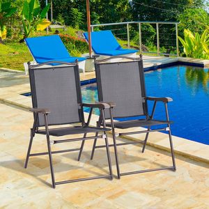<span class=keywords><strong>Giantex</strong></span> Lot de 2 chaises de salle à manger pliantes pour patio, utilisation en extérieur, pelouse, camping, jardin, piscine, plage, cour, salon, sans assemblage, noir - Product Image 4