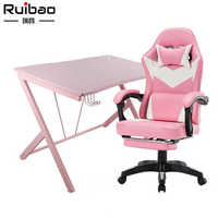 Table de bureau d'ordinateur en forme de K Offre Spéciale a mené le bureau de jeu rose clair pour des filles en bois