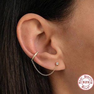 Pendientes de borla de circón de piedra CZ pequeños y bonitos de Plata de Ley 925 a la moda <span class=keywords><strong>sin</strong></span> agujeros para mujeres y niñas - Product Image 5