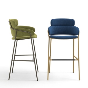 Tabouret de bar moderne rembourré avec dossier, chaise de comptoir en tissu avec structure métallique pour hôtel, café, bar - Product Image 5